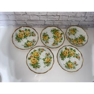 Royal Albert England Reg No. 839056 Yellow Tea Rose BoneChina 5.25” Saucer set 5